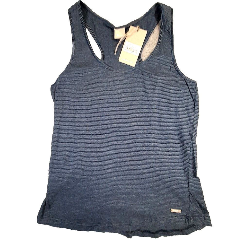 Bench Urbanwear Womens Fitted Top Racer Back Blue Striped Small Sleeveless Tank